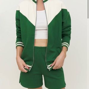 Reformation NEVER BEEN WOREN Aline Zip Two Piece Gree/Almond size small